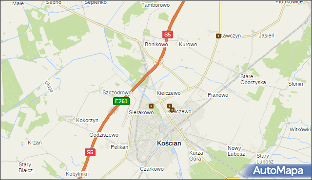 mapa Kiełczewo, Kiełczewo na mapie Targeo