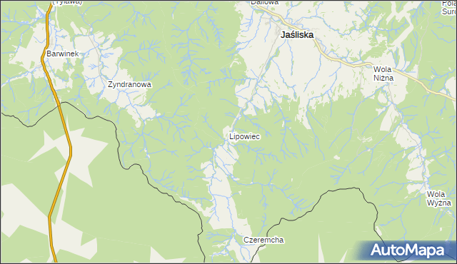 mapa Lipowiec gmina Jaśliska, Lipowiec gmina Jaśliska na mapie Targeo