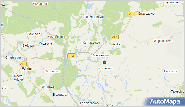 mapa Maszewko gmina Wicko, Maszewko gmina Wicko na mapie Targeo