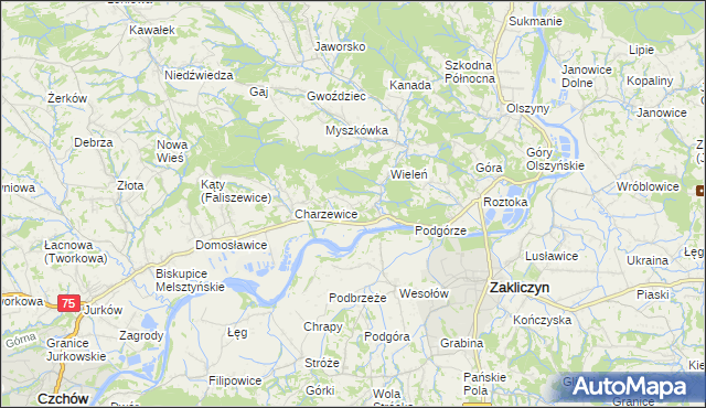 mapa Melsztyn, Melsztyn na mapie Targeo