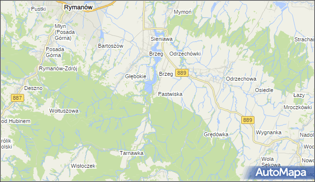 mapa Pastwiska gmina Zarszyn, Pastwiska gmina Zarszyn na mapie Targeo