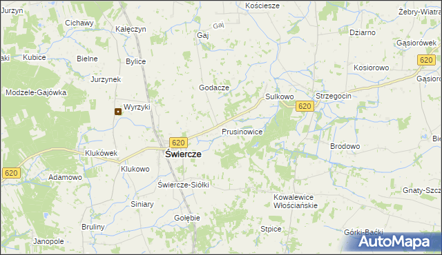 mapa Prusinowice gmina Świercze, Prusinowice gmina Świercze na mapie Targeo
