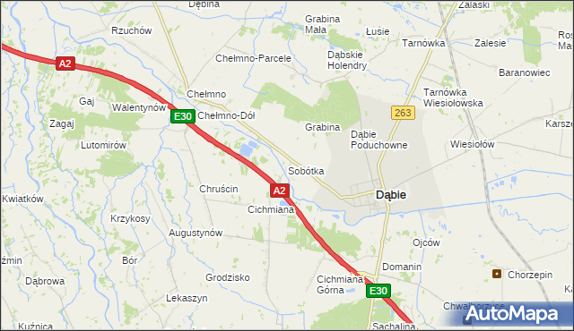 mapa Sobótka gmina Dąbie, Sobótka gmina Dąbie na mapie Targeo