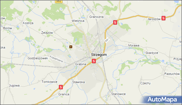 mapa Strzegom powiat świdnicki, Strzegom powiat świdnicki na mapie Targeo