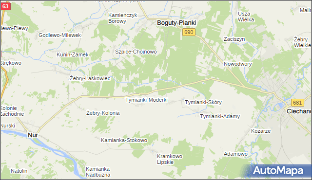 mapa Tymianki-Szklarze, Tymianki-Szklarze na mapie Targeo