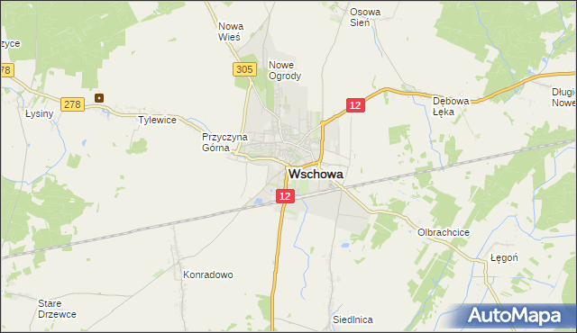 mapa Wschowa, Wschowa na mapie Targeo