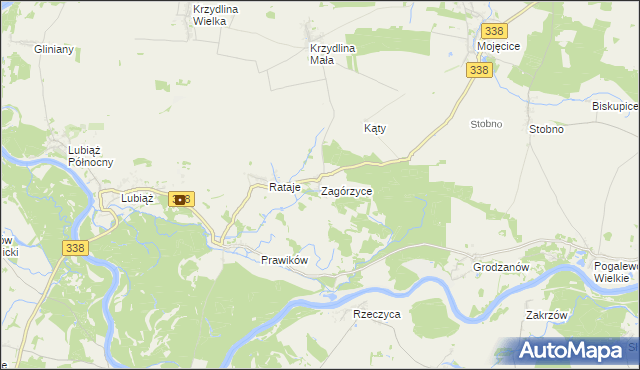 mapa Zagórzyce gmina Wołów, Zagórzyce gmina Wołów na mapie Targeo