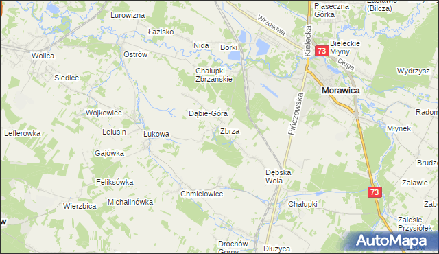 mapa Zbrza gmina Morawica, Zbrza gmina Morawica na mapie Targeo