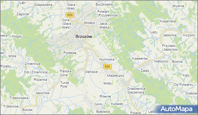 mapa Humniska, Humniska na mapie Targeo