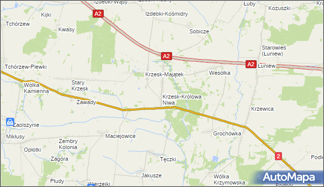 mapa Krzesk-Królowa Niwa, Krzesk-Królowa Niwa na mapie Targeo