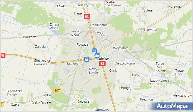 mapa Łuków, Łuków na mapie Targeo