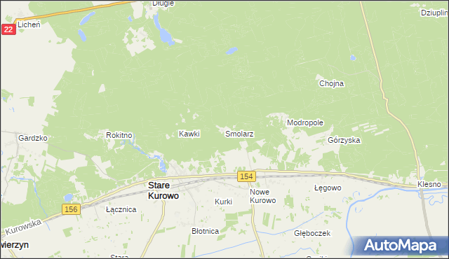 mapa Smolarz gmina Stare Kurowo, Smolarz gmina Stare Kurowo na mapie Targeo