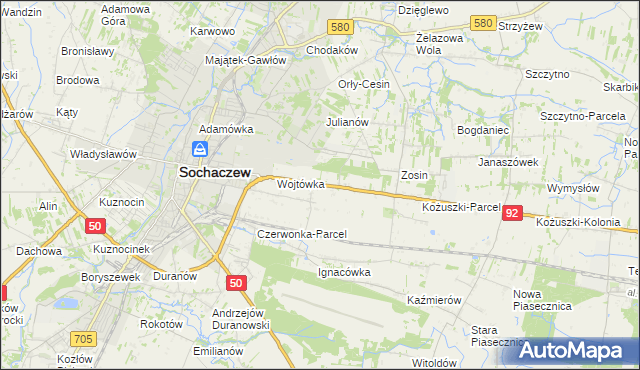 mapa Sochaczew-Wieś, Sochaczew-Wieś na mapie Targeo
