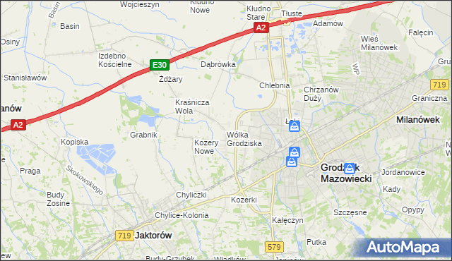 mapa Wólka Grodziska gmina Grodzisk Mazowiecki, Wólka Grodziska gmina Grodzisk Mazowiecki na mapie Targeo