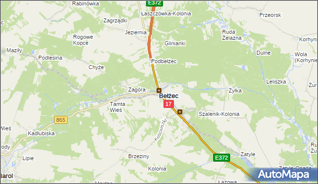 mapa Bełżec, Bełżec na mapie Targeo