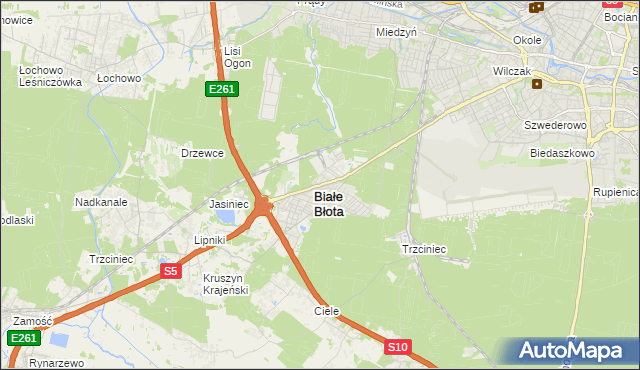 mapa Białe Błota powiat bydgoski, Białe Błota powiat bydgoski na mapie Targeo