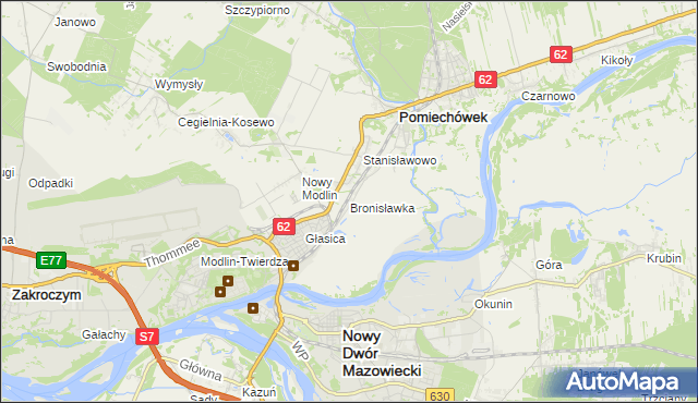 mapa Bronisławka gmina Pomiechówek, Bronisławka gmina Pomiechówek na mapie Targeo