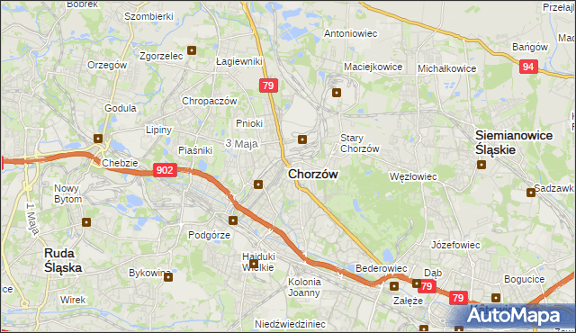 mapa Chorzów, Chorzów na mapie Targeo