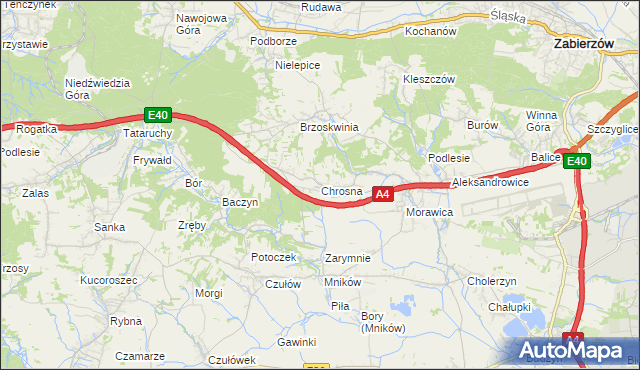 mapa Chrosna gmina Liszki, Chrosna gmina Liszki na mapie Targeo