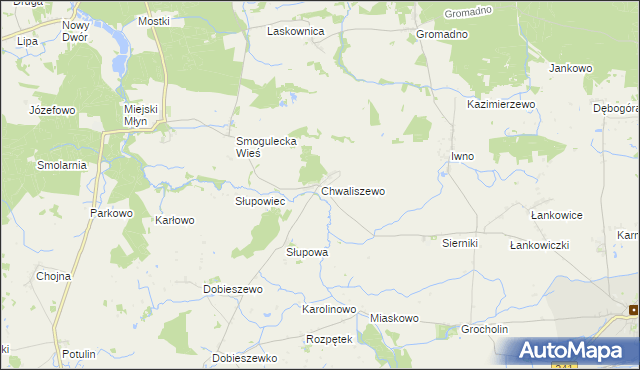 mapa Chwaliszewo gmina Kcynia, Chwaliszewo gmina Kcynia na mapie Targeo