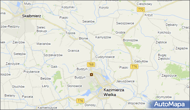 mapa Cudzynowice, Cudzynowice na mapie Targeo