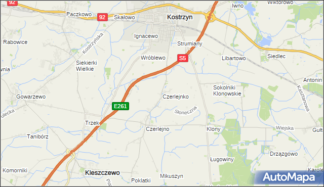 mapa Czerlejnko, Czerlejnko na mapie Targeo