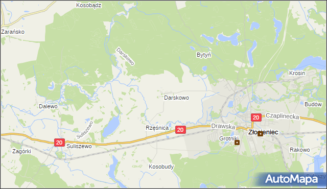 mapa Darskowo gmina Złocieniec, Darskowo gmina Złocieniec na mapie Targeo