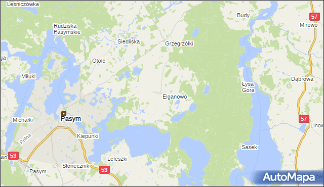 mapa Elganowo, Elganowo na mapie Targeo