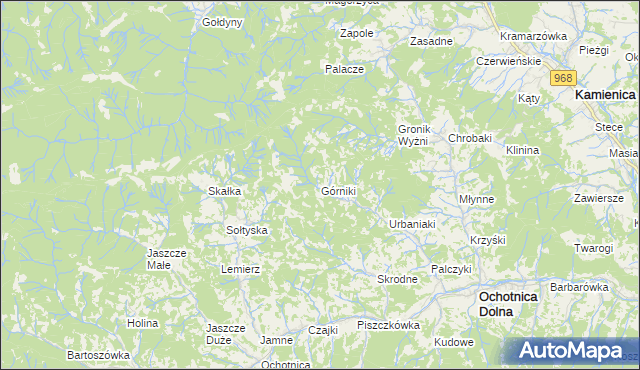mapa Górniki gmina Ochotnica Dolna, Górniki gmina Ochotnica Dolna na mapie Targeo