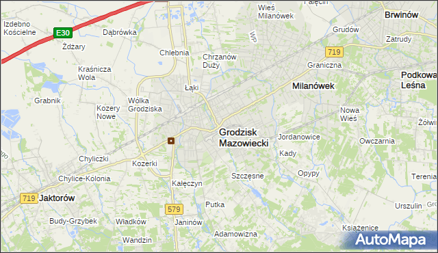 mapa Grodzisk Mazowiecki, Grodzisk Mazowiecki na mapie Targeo