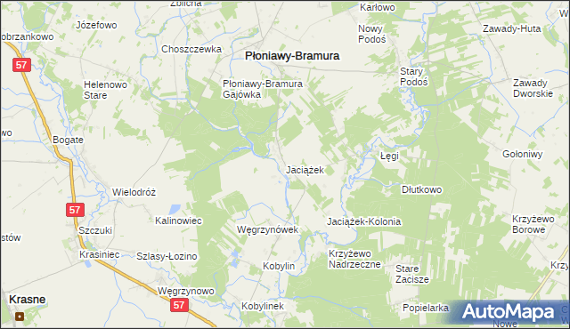 mapa Jaciążek, Jaciążek na mapie Targeo