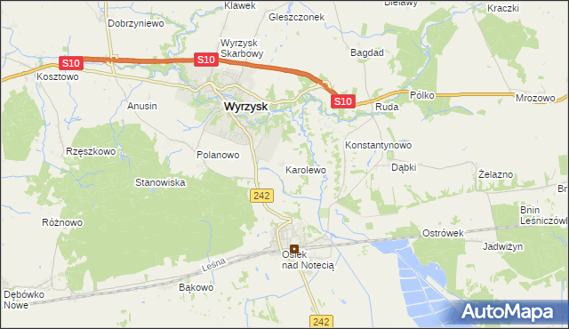 mapa Karolewo gmina Wyrzysk, Karolewo gmina Wyrzysk na mapie Targeo