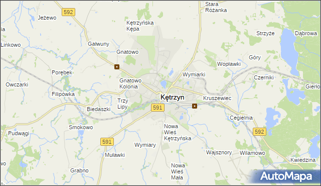 mapa Kętrzyn, Kętrzyn na mapie Targeo