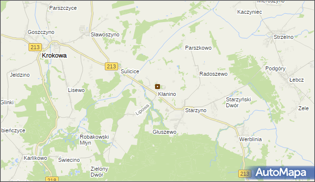 mapa Kłanino gmina Krokowa, Kłanino gmina Krokowa na mapie Targeo