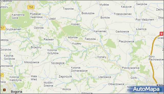 mapa Konary-Kolonia, Konary-Kolonia na mapie Targeo