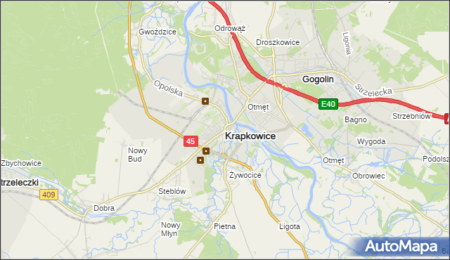 mapa Krapkowice, Krapkowice na mapie Targeo