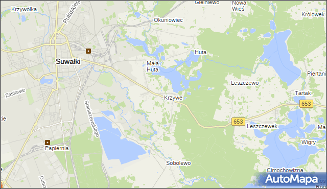 mapa Krzywe gmina Suwałki, Krzywe gmina Suwałki na mapie Targeo