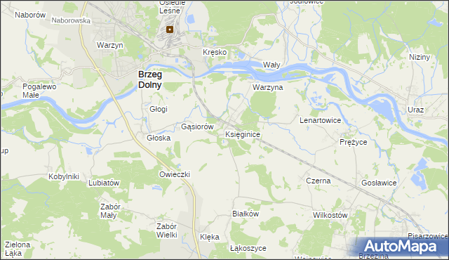 mapa Księginice gmina Miękinia, Księginice gmina Miękinia na mapie Targeo