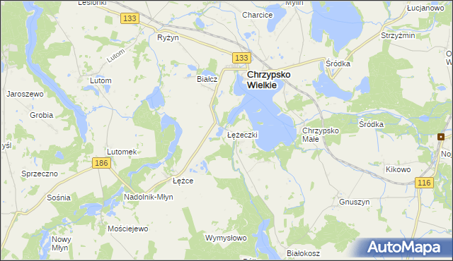 mapa Łężeczki, Łężeczki na mapie Targeo