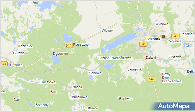 mapa Lidzbark-Nadleśnictwo, Lidzbark-Nadleśnictwo na mapie Targeo