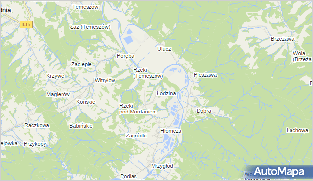 mapa Łodzina, Łodzina na mapie Targeo