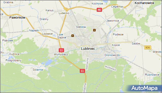 mapa Lubliniec, Lubliniec na mapie Targeo