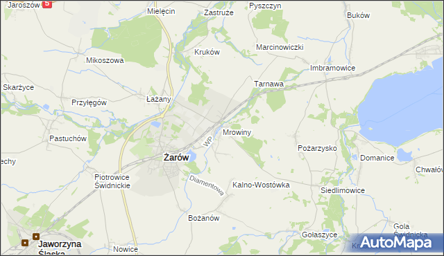 mapa Mrowiny gmina Żarów, Mrowiny gmina Żarów na mapie Targeo