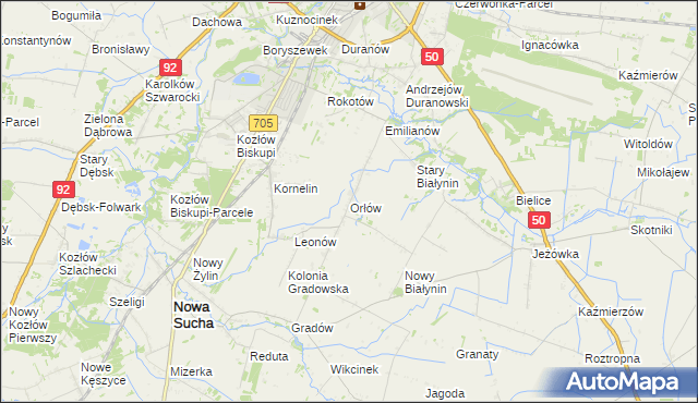 mapa Orłów gmina Nowa Sucha, Orłów gmina Nowa Sucha na mapie Targeo
