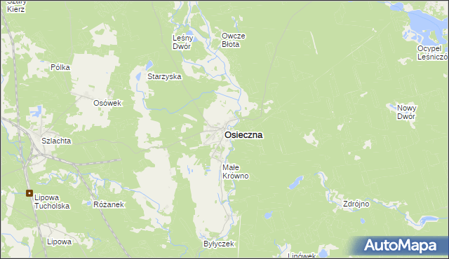 mapa Osieczna powiat starogardzki, Osieczna powiat starogardzki na mapie Targeo