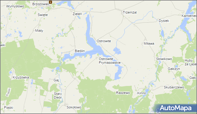 mapa Ostrowite Prymasowskie, Ostrowite Prymasowskie na mapie Targeo