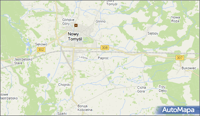 mapa Paproć, Paproć na mapie Targeo