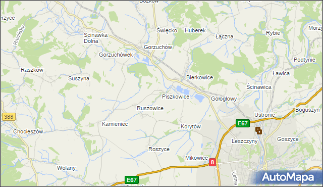 mapa Piszkowice, Piszkowice na mapie Targeo