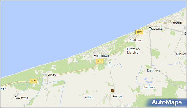 mapa Pobierowo, Pobierowo na mapie Targeo
