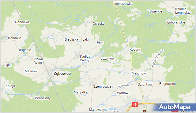 mapa Poczołków, Poczołków na mapie Targeo